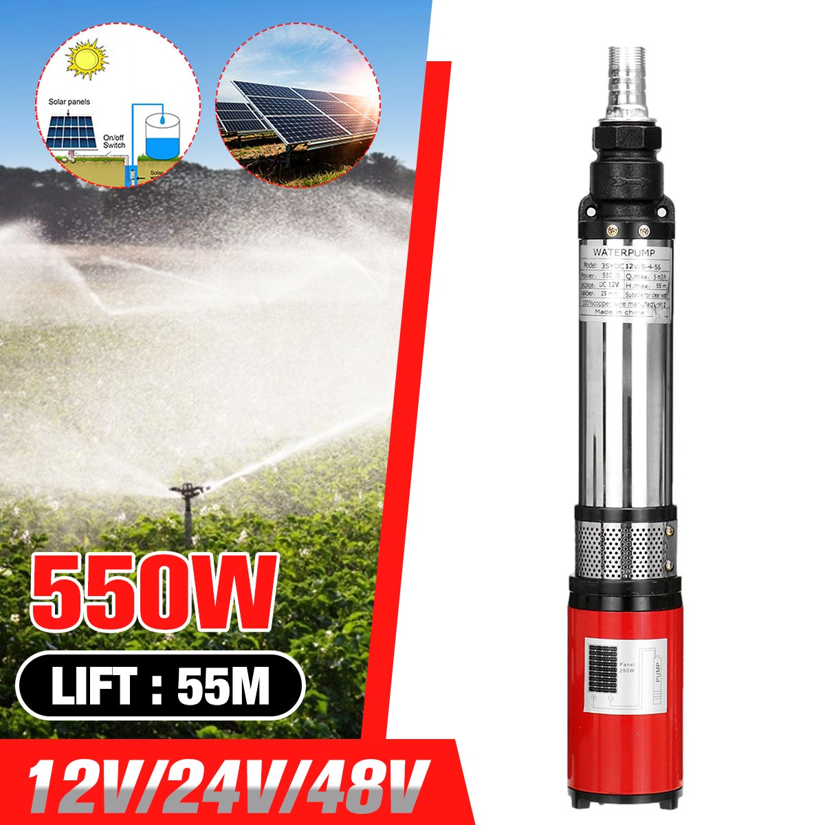 550W 12V 24V 48V Alto Sollevam - Solar Water Pump 48V Submersible recensione e prezzo