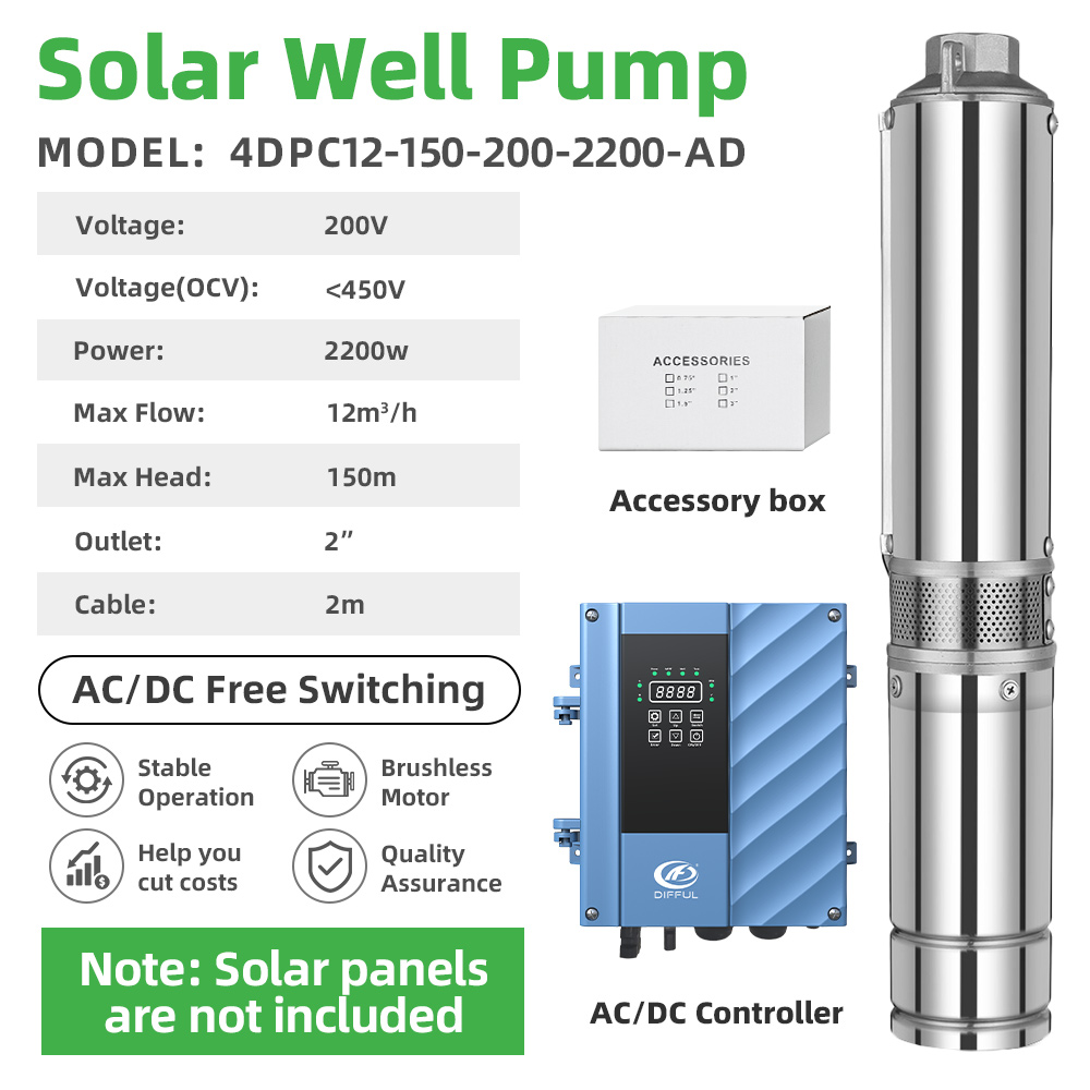 Pompa sommersa solare per pozz - Solar Water Pump 2200W 4 Inch recensione e prezzo